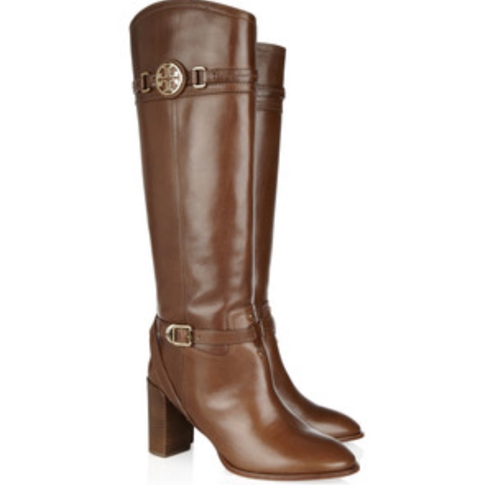 Tory Burch Calista 85mm riding boots in almond